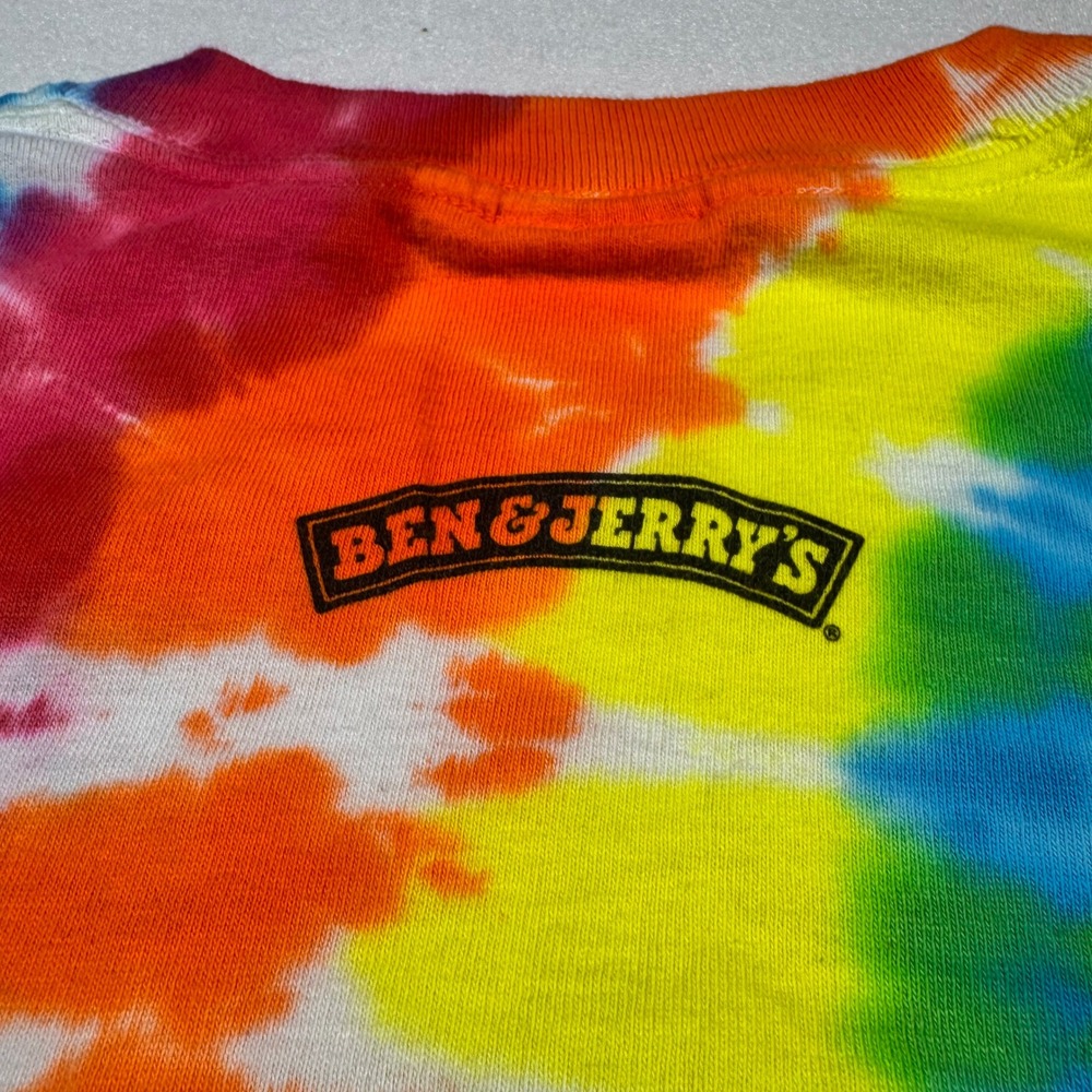 Ben & Jerrys Tie Dye Graphic T-Shirt Mens Large Gildan Ultra Cotton Rainbow Tee - Picture 3 of 7